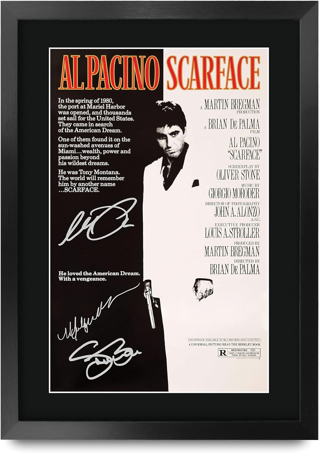 HWC Trading Scarface A3 Gerahmte Signiert Gedruckt Autogramme Bild Druck-Fotoanzeige Geschenk Für Al