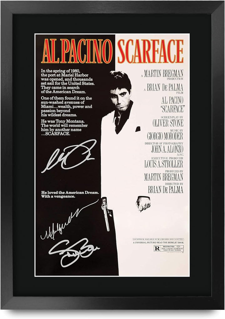 HWC Trading Scarface A3 Gerahmte Signiert Gedruckt Autogramme Bild Druck-Fotoanzeige Geschenk Für Al