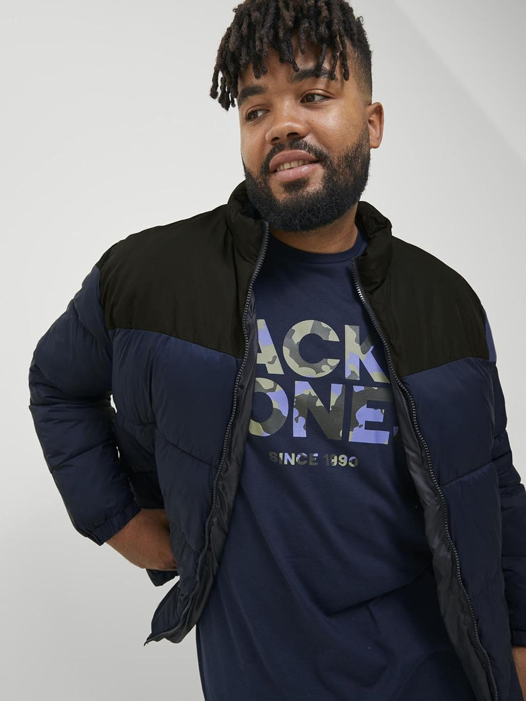 JACK & JONES Herren Jjetoby Puffer Collar Pls Pufferjacke 3XL Navy Blazer, 3XL Navy Blazer