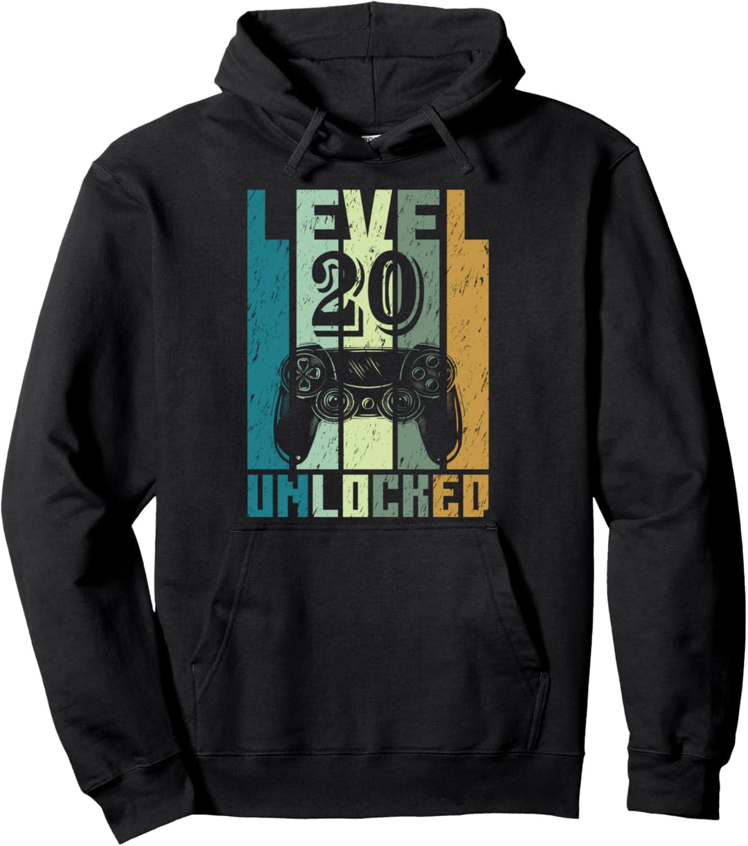 20. Geburtstag Gamer Zocker Geschenk Level 20 Unlocked Pullover Hoodie