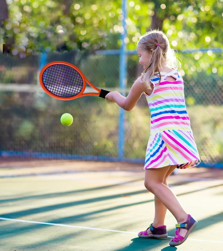 Kinder Tennisschläger mit Tragetasche,4 weiche Trainingsbälle und 6 Badminton Birdies,Tennisschläger