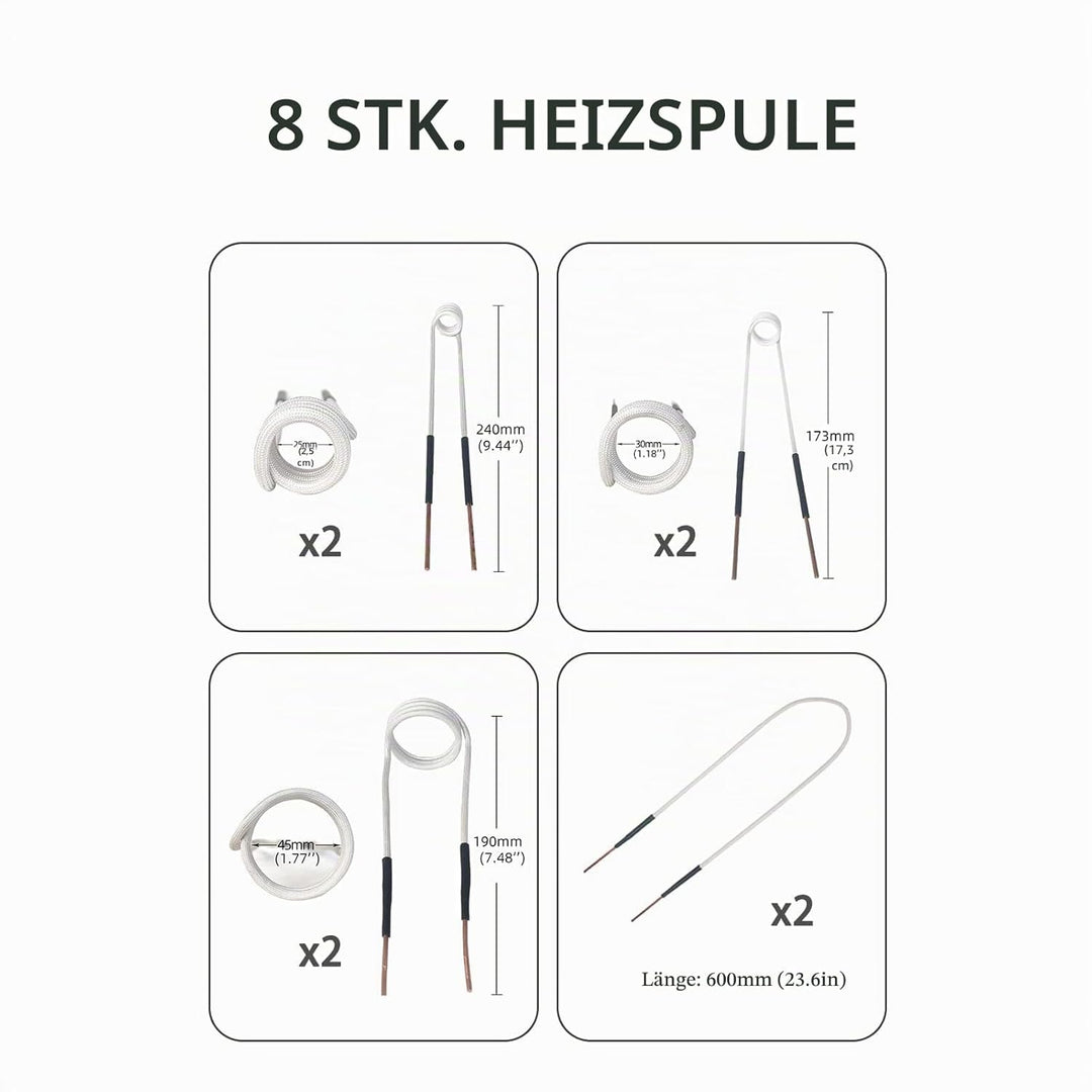 SOLARY, Induktions-Heizset, magnetisch, 1000 W, ohne Flamme, 8 Spulen, zum Entfernen von rostigen Sc