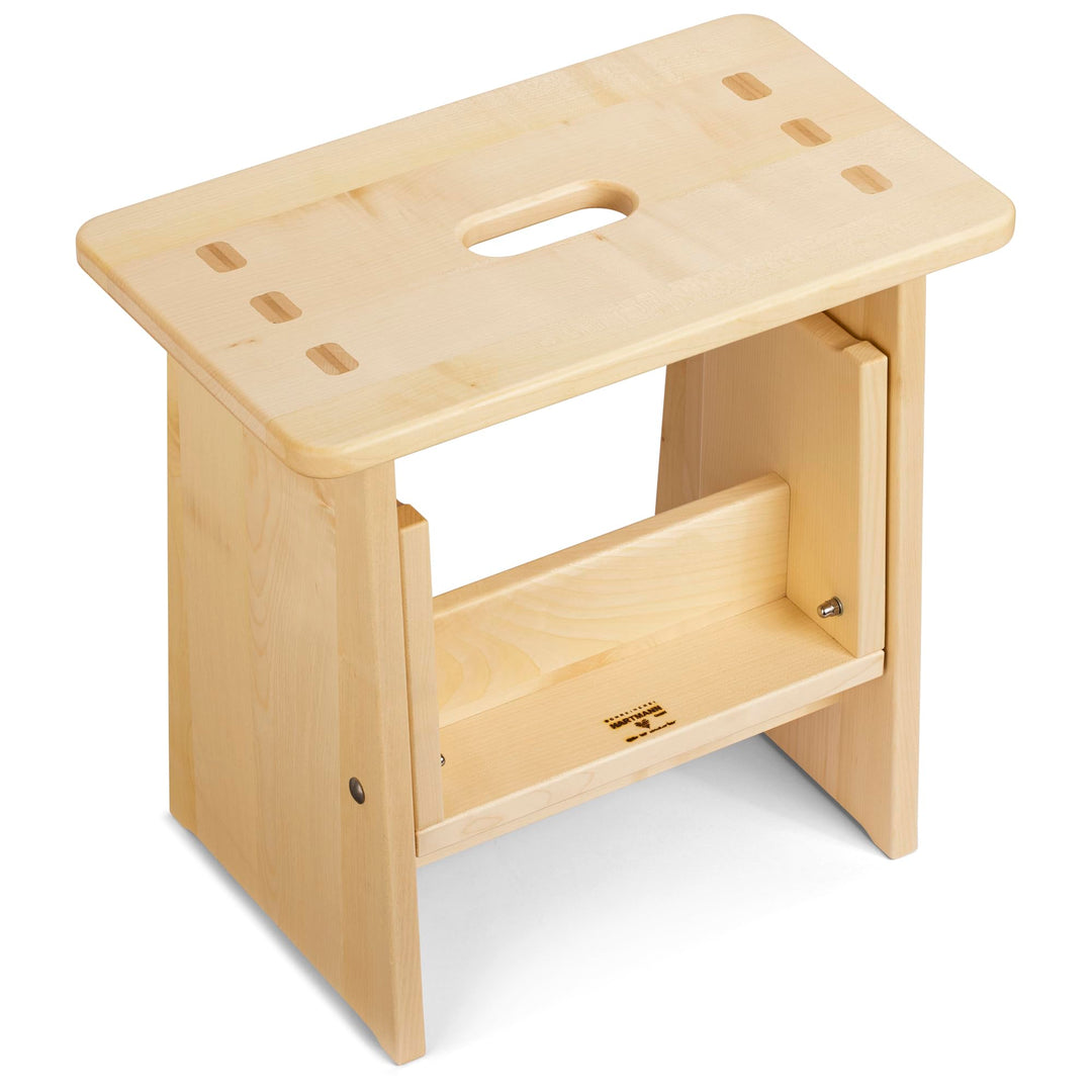 Tritthocker, Sitzhocker Holz, stabil in Ahorn Massivholz, für Kinder und die ganze Familie, Ahorn