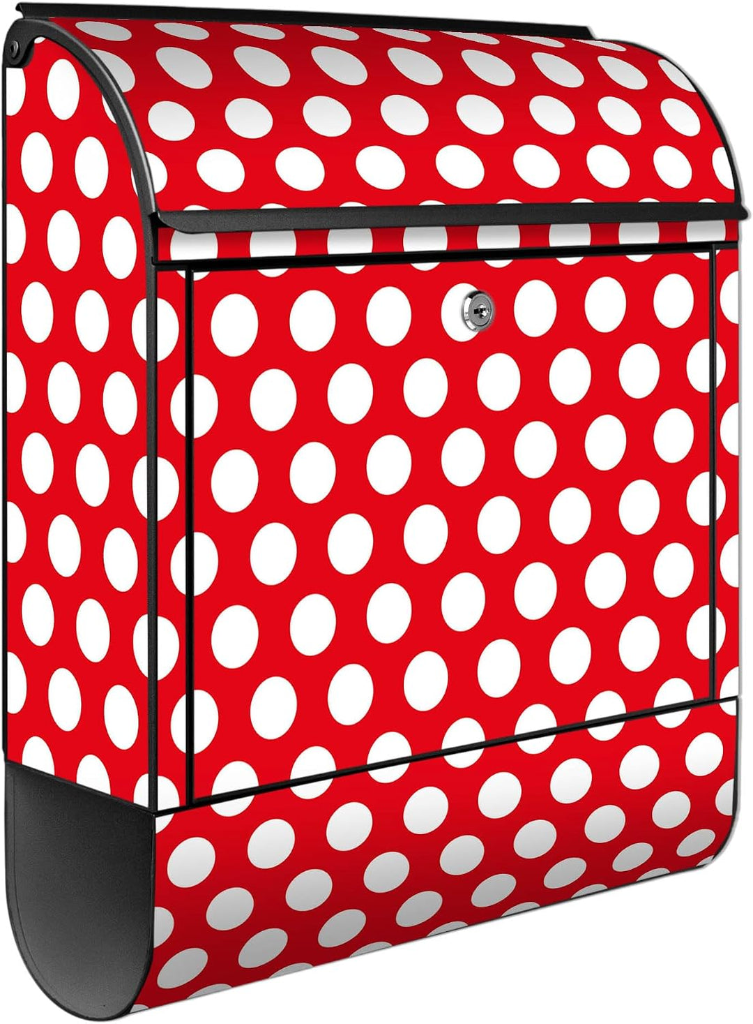 banjado® Design Briefkasten mit Motiv Punkte Rot 39x47x14cm &amp; 2 Schlüssel - Briefkasten Stahl schwar