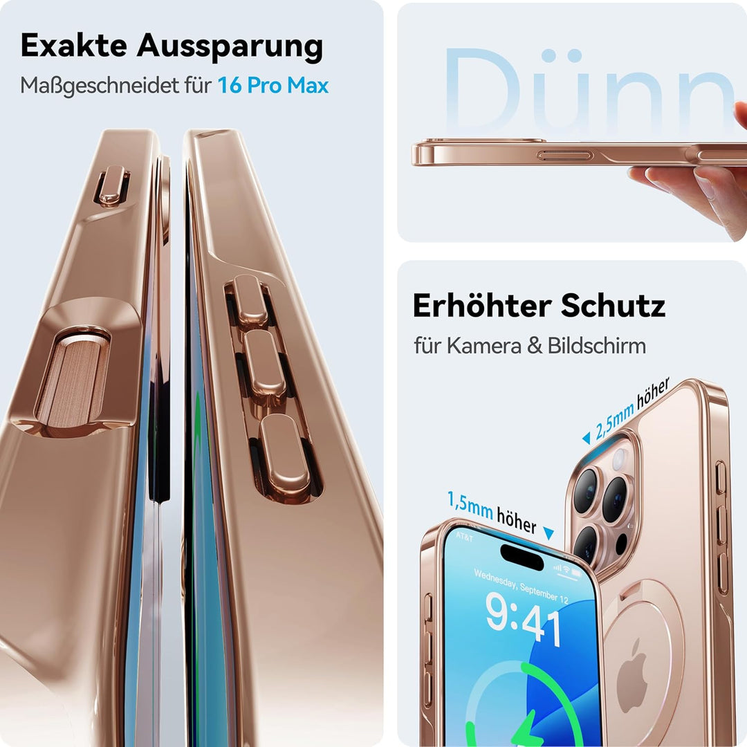 CASEKOO Original Titan Wüstensand für iPhone 16 Pro Max Hülle mit MagSafe-Ständer [Kratzfest & vergi