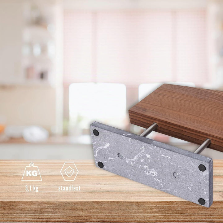 zayiko Doppelseitiger Magnetischer Messerblock aus Nussbaumholz mit Steinsockel I Stilvoller Messerh