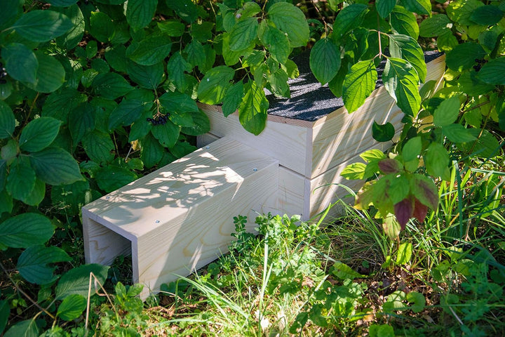 dobar® 22227FSCe Igelhaus Bitumendach Bausatz - Igelschafhaus extra Langer Eingang - Igelhöhle Massi