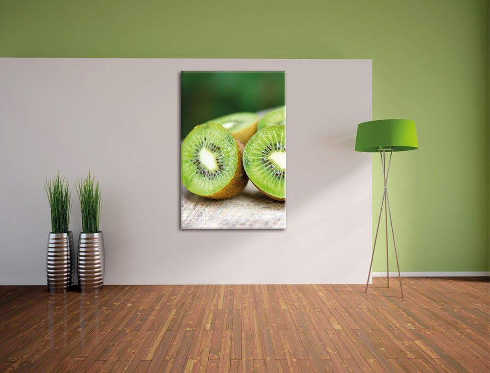 Kiwi Fruits Früchte Grün, Format: 100x70 auf Leinwand, XXL riesige Bilder fertig gerahmt mit Keilrah