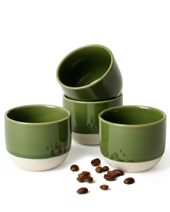 NOVAJOY | Espressotassen Set | 4-teilig | 150 ml | Mini-Espressotasse - Handgefertigt dickwandigem |