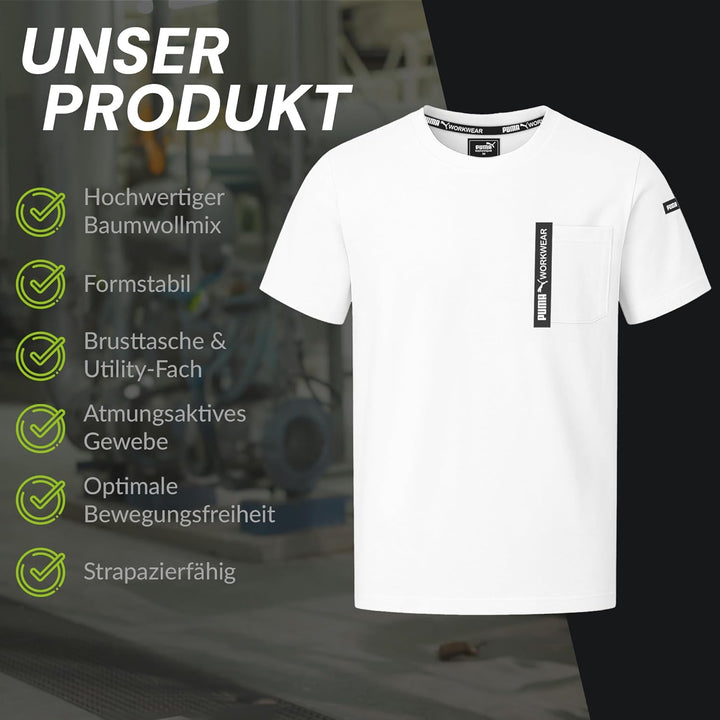 PUMA Workwear Advanced Kollektion - T-Shirts für Herren - Brusttasche und Utility Fach an der Schult