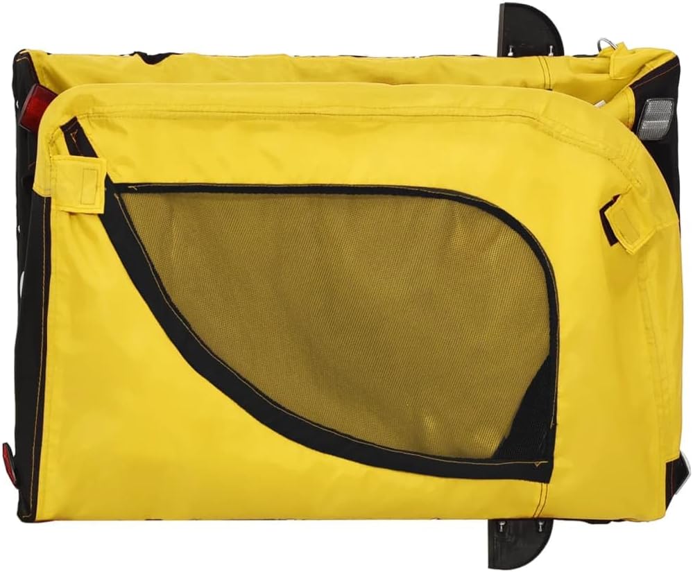 vidaXL Fahrradanhänger Hunde Grün und Schwarz Oxford-Gewebe &amp; Eisen Gelb und Schwarz 124 x 53 x 53 c