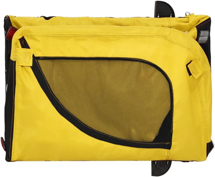 vidaXL Fahrradanhänger Hunde Grün und Schwarz Oxford-Gewebe &amp; Eisen Gelb und Schwarz 124 x 53 x 53 c