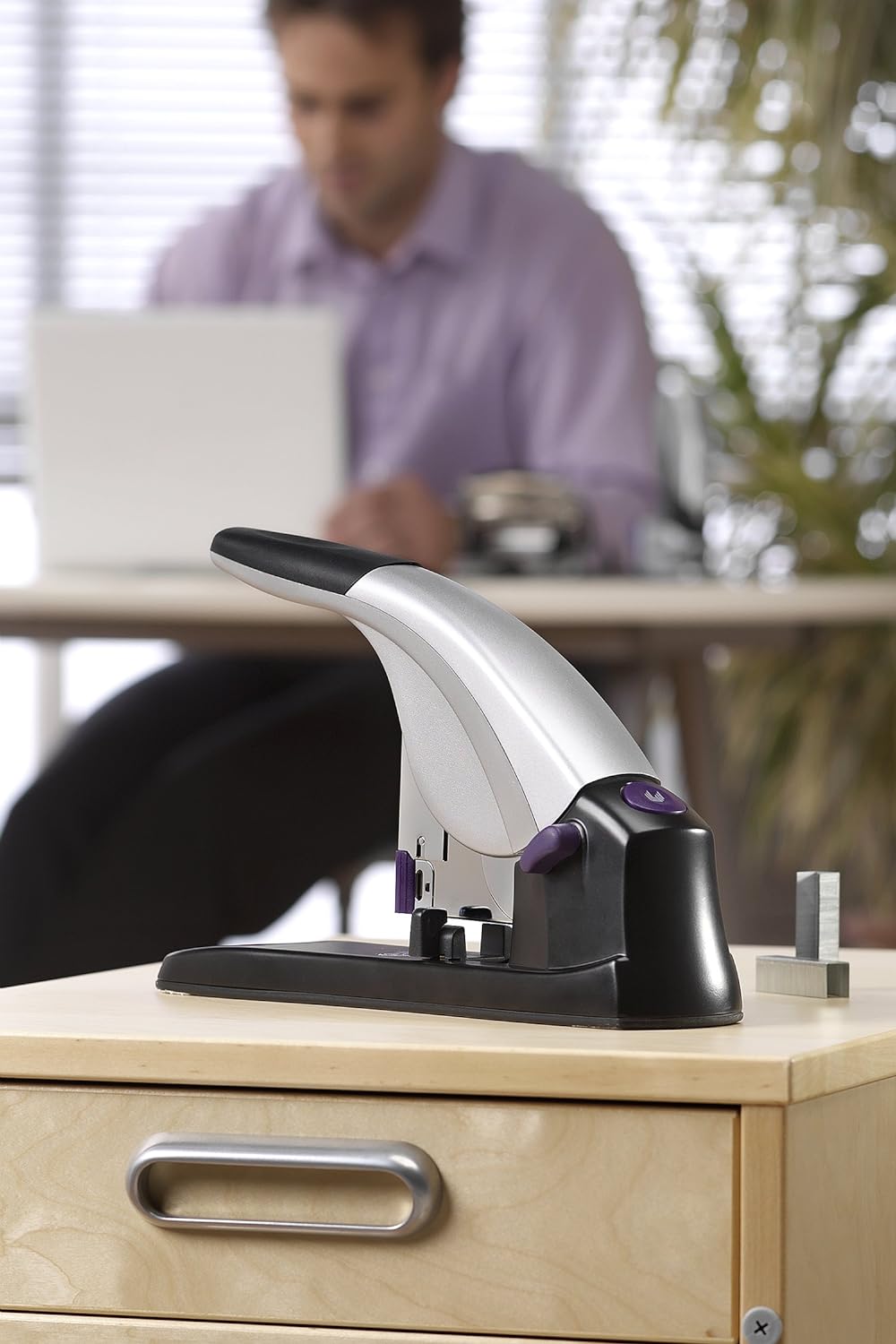 Rexel Mercury Blockheftgerät (Hebel komplett Stahl, Papierführung, Heftleistung 120 Blatt) grau 1 Or