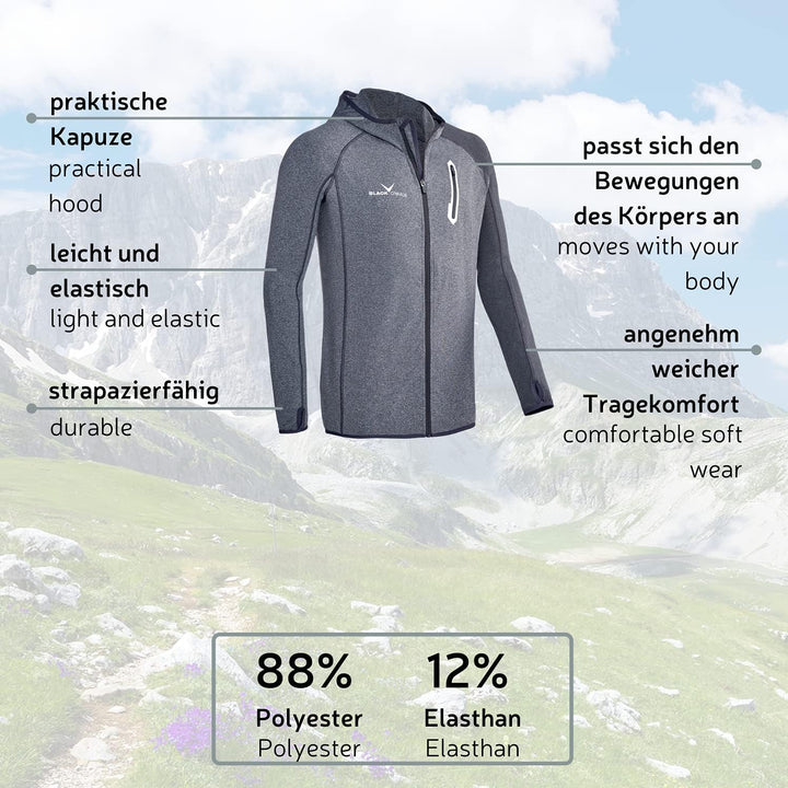 Black Crevice Herren Microfleece Jacke Second Layer Midlayer Kapuze BCR297879 steel blue/forest gree