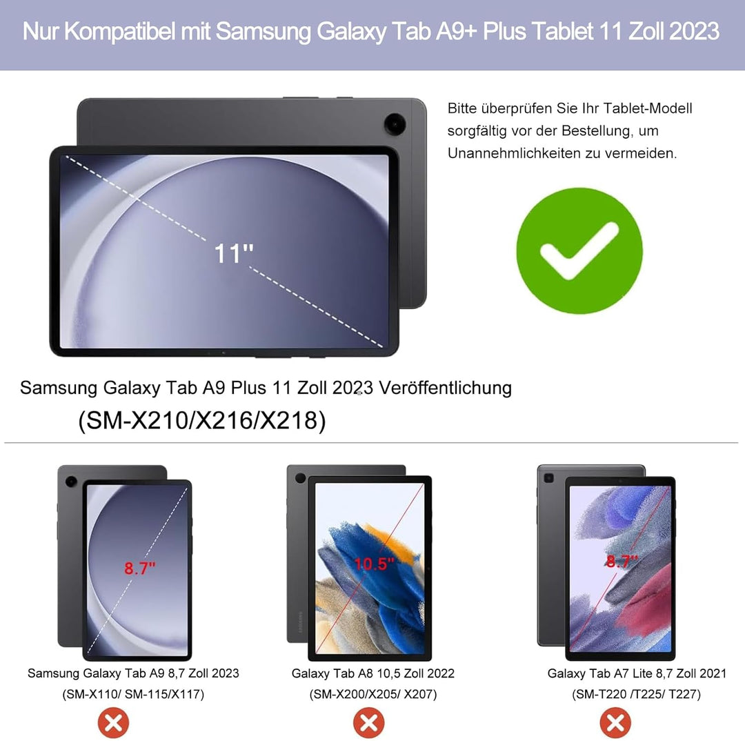 Zabatoco Tastatur Hülle für Samsung Galaxy Tab А9 Plus 2023 11 Zoll [QWERTZ Deutsches], Abnehmbar Ta