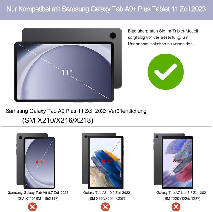 Zabatoco Tastatur Hülle für Samsung Galaxy Tab А9 Plus 2023 11 Zoll [QWERTZ Deutsches], Abnehmbar Ta