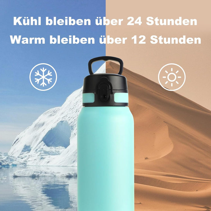 UZSPACE Thermosflasche Kinder 700ml, Isolierte Edelstahl Trinkflasche mit 1-Klick-Öffnung, 100% Ausl