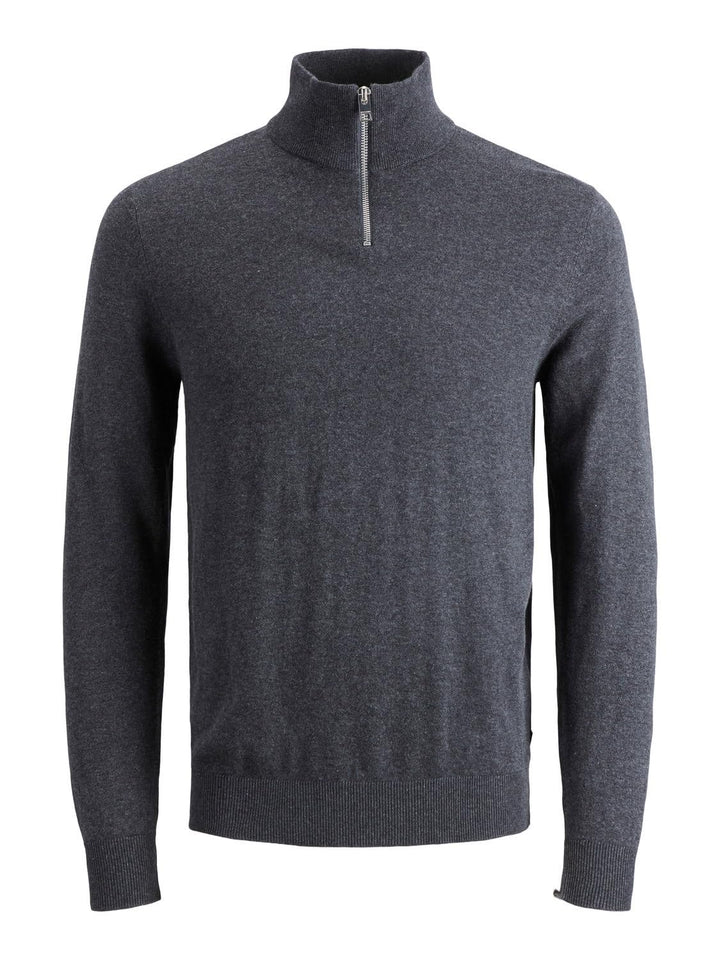 JACK & JONES Male Strickjacke mit Viertelreissverschluss Einfarbig Strickjacke mit Viertelreissversc