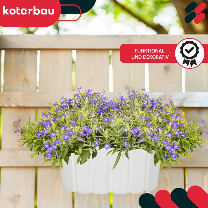 KOTARBAU® 6er Set Blumentopf Hängend - Pflanzkübel - 20 x 14 cm H: 13 cm Weiss - Übertopf Kunststoff