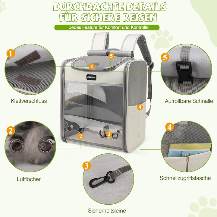 ALLSOPETS Katzenrucksack grosse Katzen, Faltbarer Hunde- und Katzen Rucksack, Atmungsaktive Tragetas