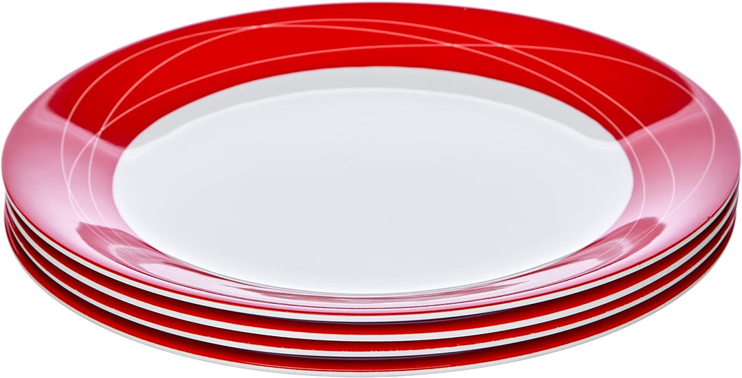 BRUNNER Melamin-Set, kosmisch, 16 Stück Rutschfest Weiss/Rot, Weiss/Rot