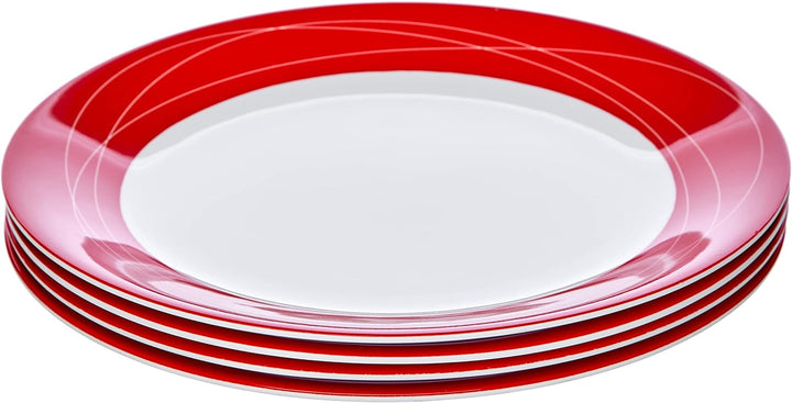 BRUNNER Melamin-Set, kosmisch, 16 Stück Rutschfest Weiss/Rot, Weiss/Rot