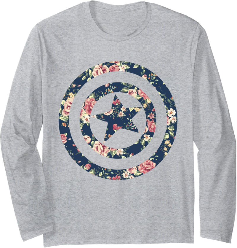 Marvel Comics Captain America Avenger Floral Shield Langarmshirt