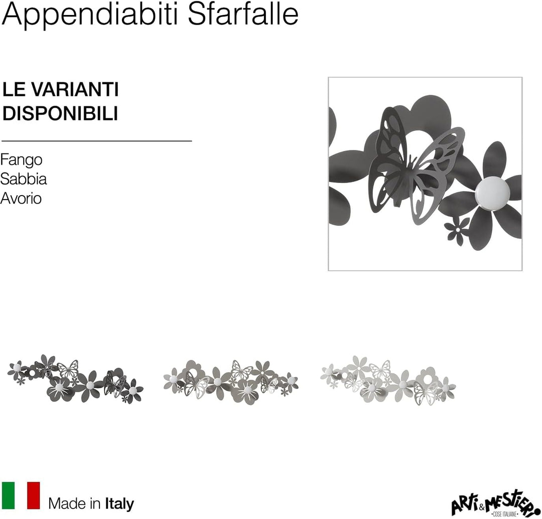 Arti & Mestieri Sschmetterlinge - Design-Garderobe 100 % Made in Italy - aus Eisen, 78 x 27 cm (Schl