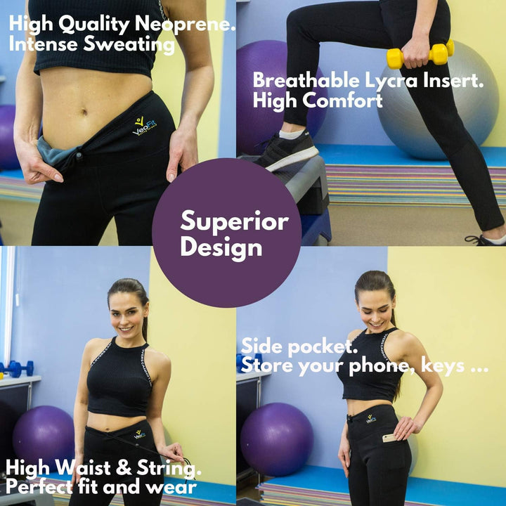 VeoFit Neoprenhose Thermo Leggings Damen Black M, Black M