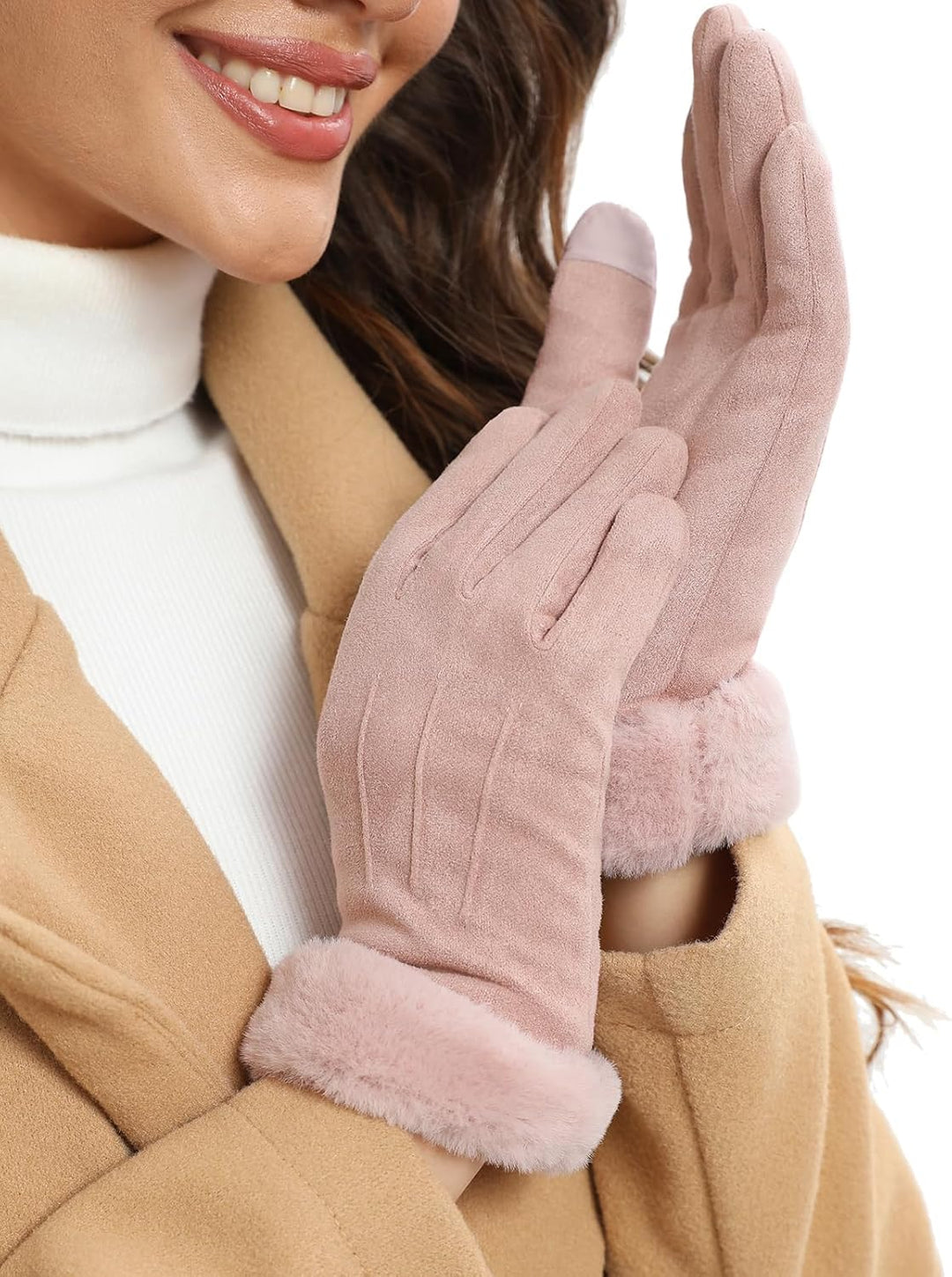 vislivin Handschuhe Damen Winter Warm Handschuhe Touchscreen Handschuh mit Gefütterte M Rosa, M Rosa