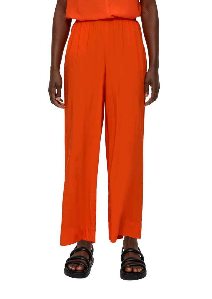 s.Oliver Damen Hose lang, Wide Leg Hose Lang, Wide Leg 48 Orange, 48 Orange