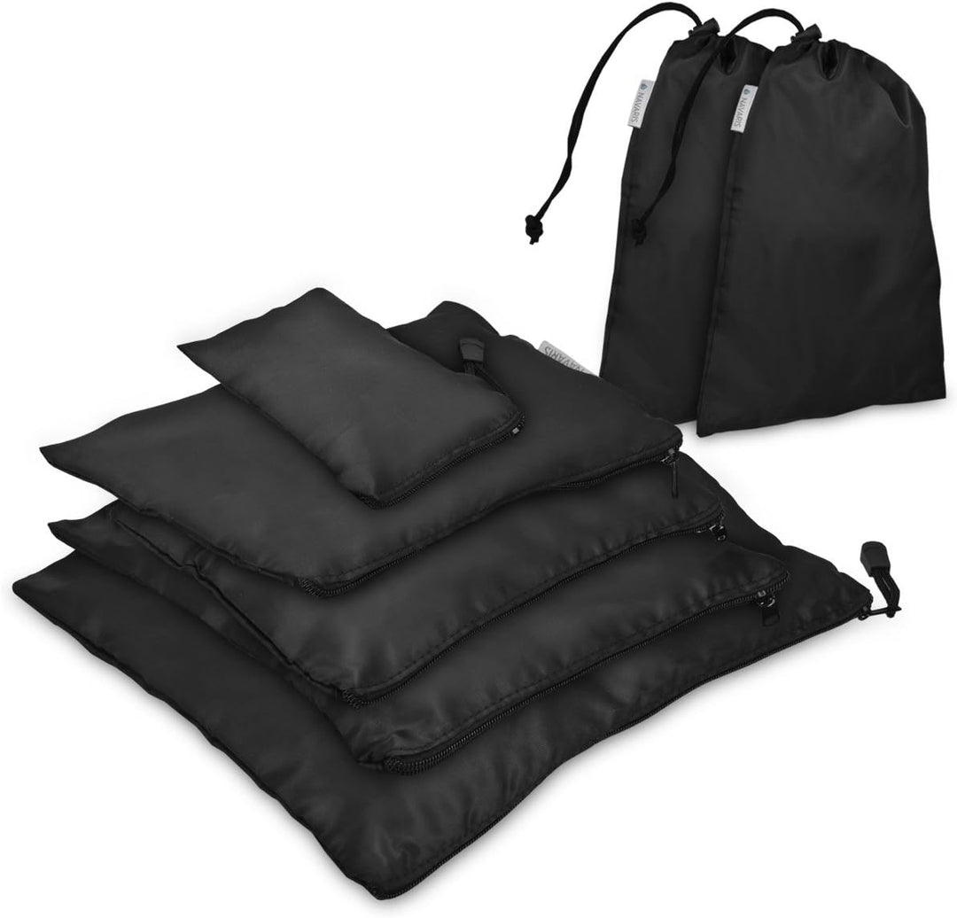Navaris Koffer Packbeutel Set 7-teilig - 7X Schuhbeutel Wäschebeutel Reise Packtaschen - Rucksack Or