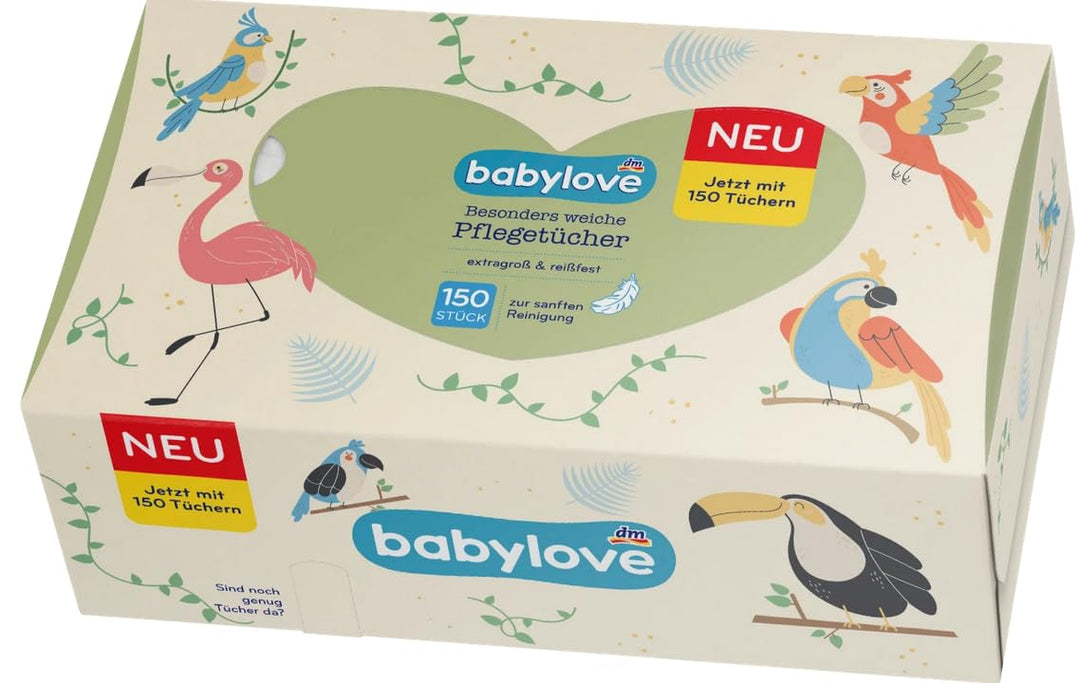 babylove Babypflegetücher trocken 3lagig, 3x150 Stück (=450 Stück)