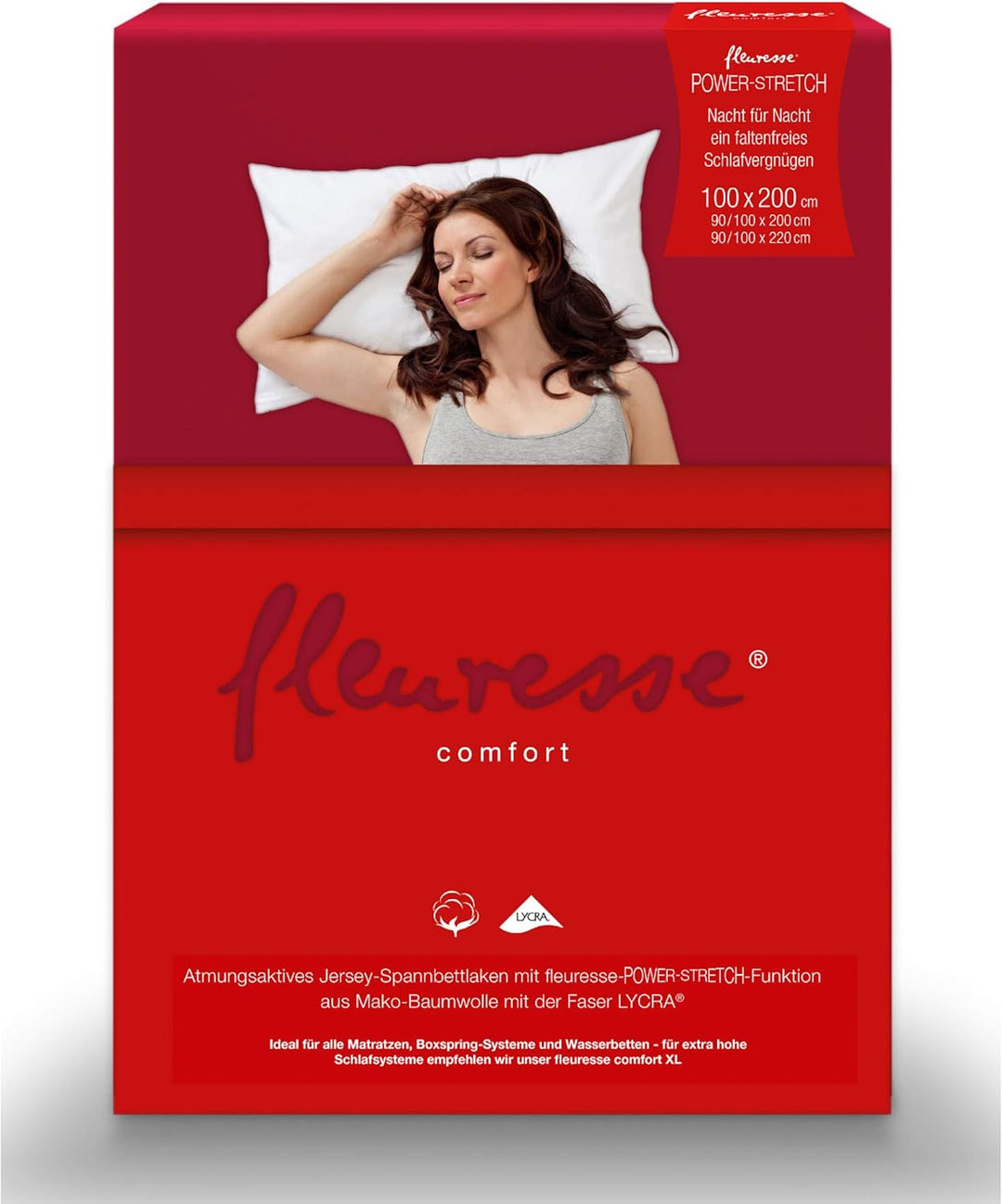 fleuresse 1119 XXL Jersey Stretch Spannbetttuch (96% Baumwolle, 4% Elasthan), mit Rumdumgummizug, Ök