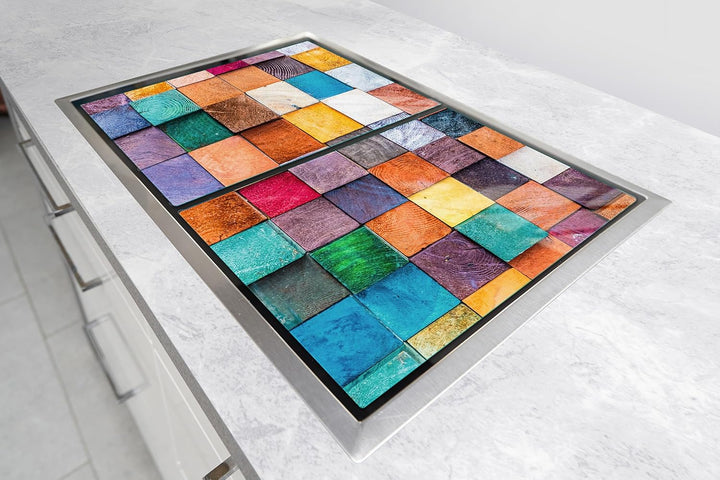 TMK ArtDeko Herdabdeckplatte 2 Teilig 30x52 + 40x52 cm - Spritzschutz Herdabdeckung – Herdschutz aus