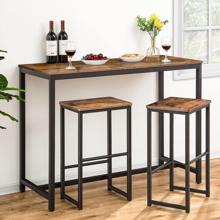 HOOBRO Barhocker, 2er-Set Barstühle, Barhocker mit unterschiedlich hohen Steigbügeln, Metallgestell,