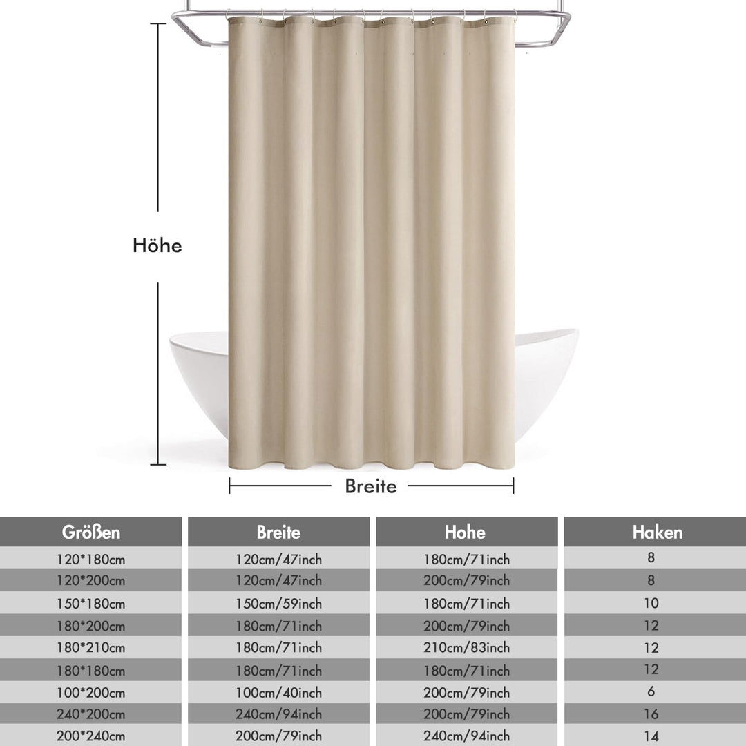 MIULEE Leinen Texturiert Duschvorhang 240x200 cm Hellbeige, Schwerer Hotel Luxus Polyester Wasserdic