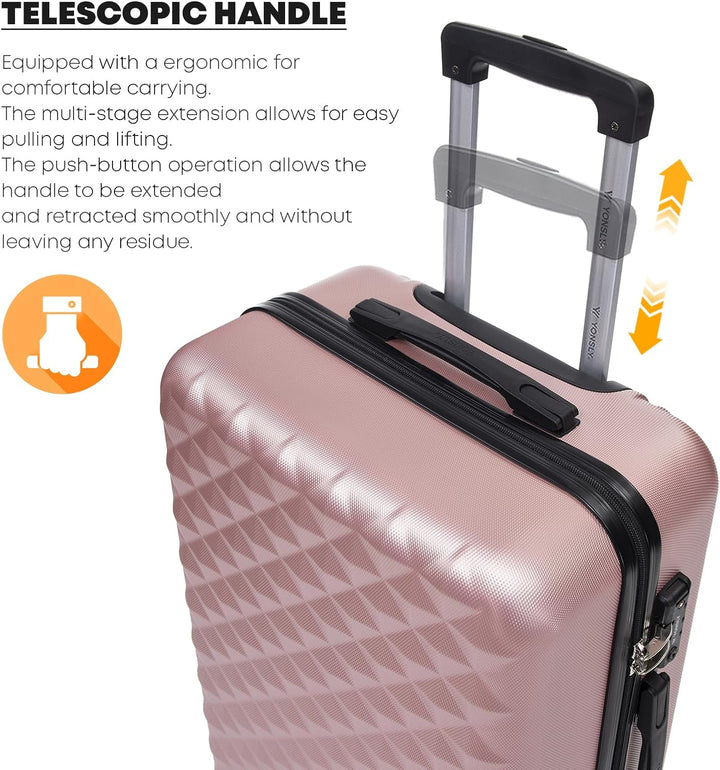 Premium Reisekoffer TSA-Schloss,YKK-Reissverschluss Hartschalen-Koffer Trolley Kabinenkoffer Rollkof
