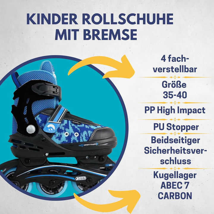 Best Sporting Inline Skates Kinder I Rollschuhe grössenverstellbar I robuste Inliner für Jugendliche