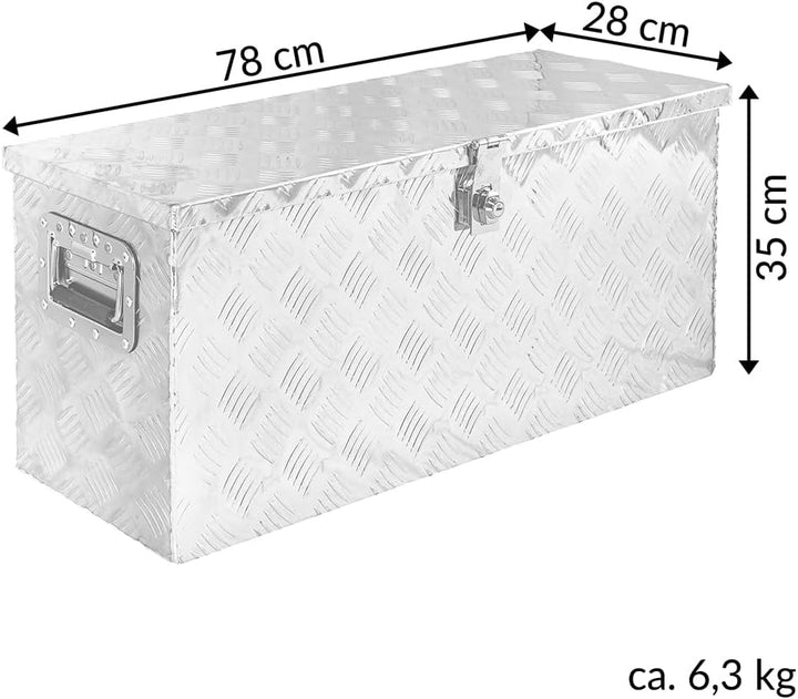 Trucky Truckbox aus Aluminium, Modell D080, 78 x 28 x 35 cm, Abschliessbar, Robustes Riffelblech, in