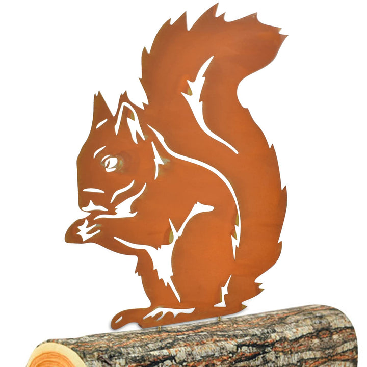 Metall Deko Eichhörnchen Figure, Eisen Gartendeko für Balkon & Terrasse, Höhe 28 CM breit 21 CM