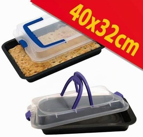 axentia Back- und Auflaufform, antihaftbeschichtete Backform mit Transporthaube aus Kunststoff, Schu