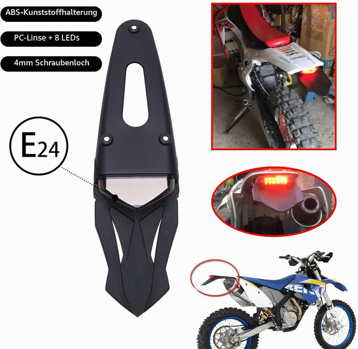 JMTBNO LED Motorrad Rücklicht E-geprüft mit Kennzeichen Halterung Rotem LED Bremslicht Weisse Kennze