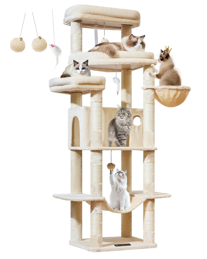 Taoqimiao 180CM Kratzbaum Gross XXL, Katzenbaum Grosse Katzen Stabil kratzbaum Maine Coon mit Katzen