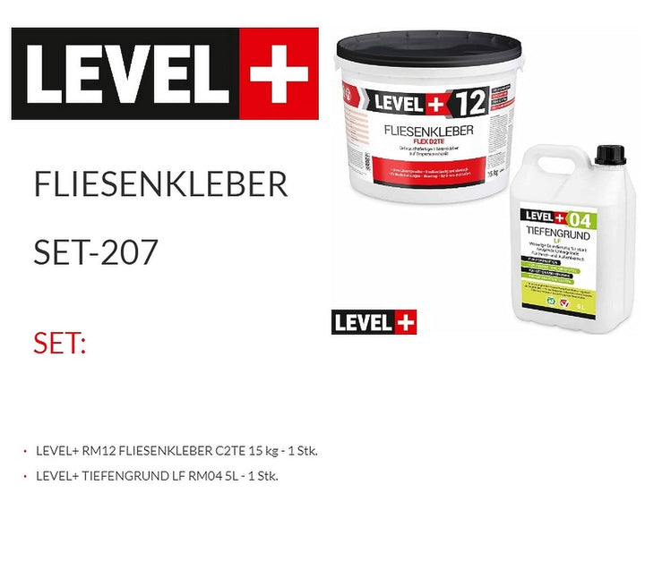 Set 15Kg Weiss Fertig Fliesenkleber Flexkleber + 5L Tiefengrund LF, LEVEL+ SET207