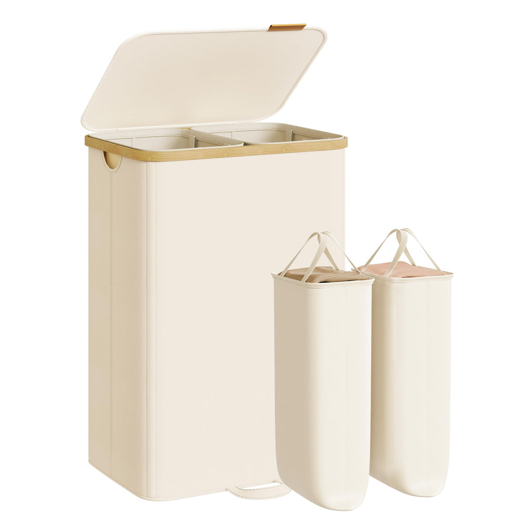 SONGMICS Wäschekorb mit Deckel, Wäschesammler, Wäschesortierer, Wäschetonne, Wäschesack herausnehmba