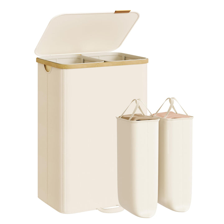 SONGMICS Wäschekorb mit Deckel, Wäschesammler, Wäschesortierer, Wäschetonne, Wäschesack herausnehmba