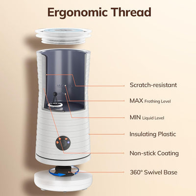 Morpilot Elektrischer Milchaufschäumer, automatischer Milchaufschäumer, 4 in 1, freie Wahl der Schau