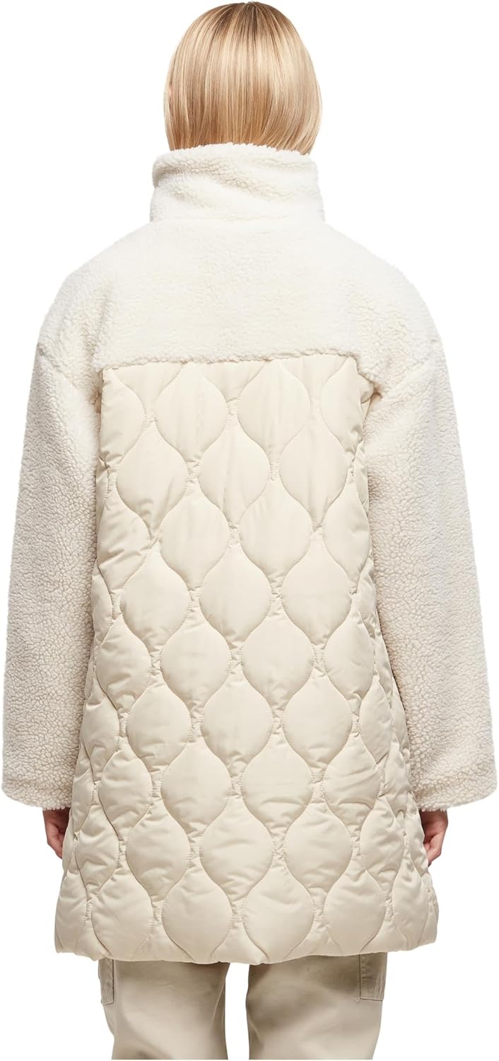 Urban Classics Damen Ladies Oversized Sherpa Quilted Coat XS softseagrass/whitesand, XS softseagrass