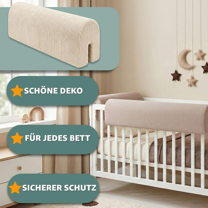 Bettkantenschutz für Kinderbetten Cordstoff 80 cm - Schutz für Bettrahmen Baby Bett rausfallschutz f
